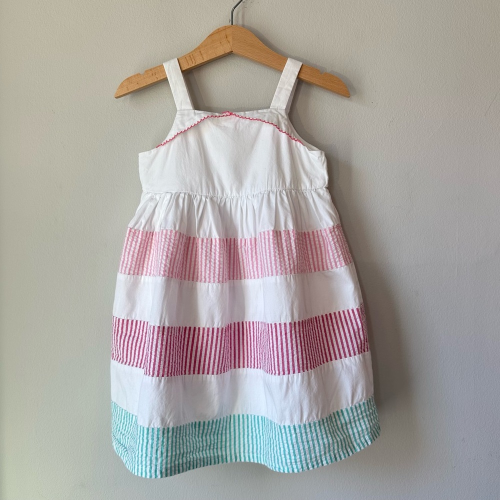 Gymboree Pink Seersucker Stripe Gathered Dress Size 3T